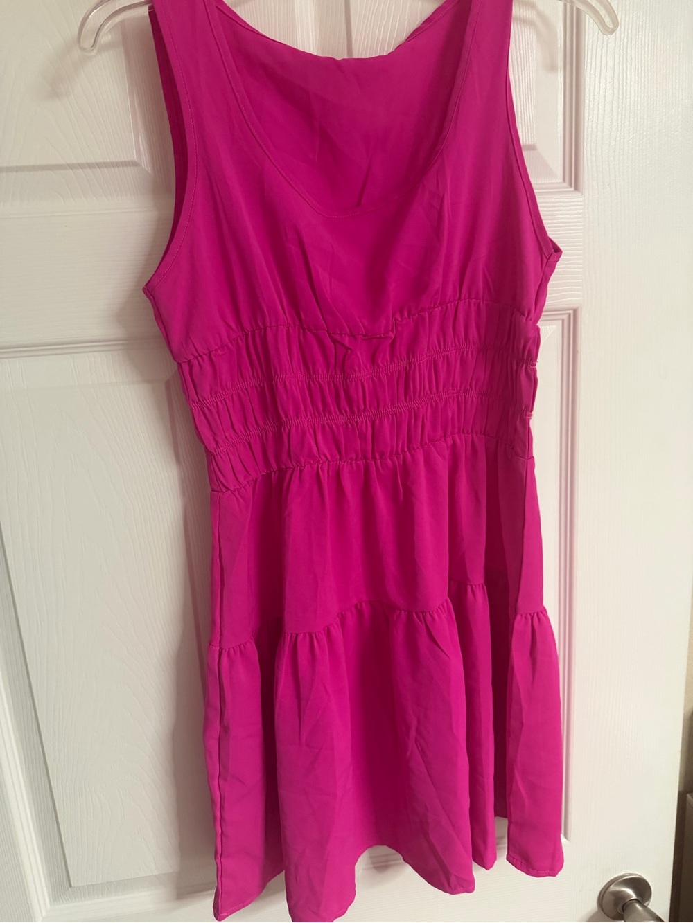 Beach Bunny Hot Pink Sleeveless Tiered Sundress